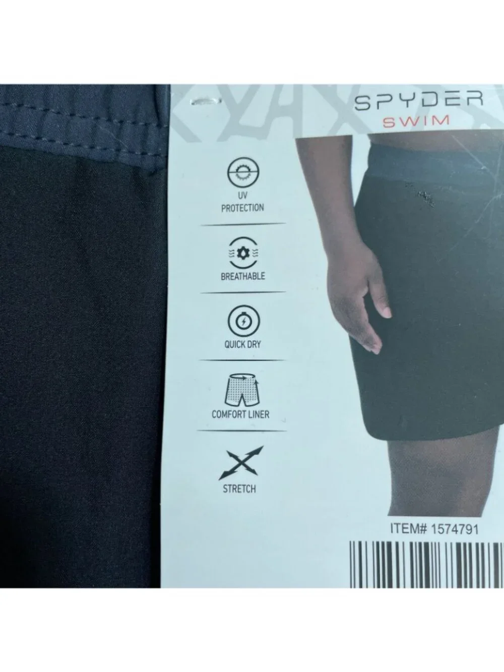 NWT Spyder Swim Men's XL Black Swim Shorts UV Protection Quick Dry Stretch